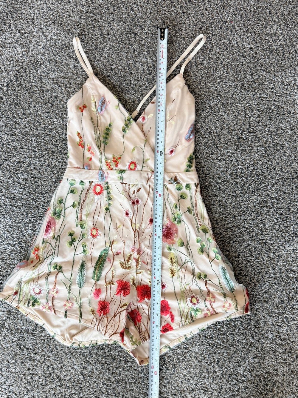 Selfie Leslie Cream Floral Embroidered Satin Romper - Picture 4 of 8